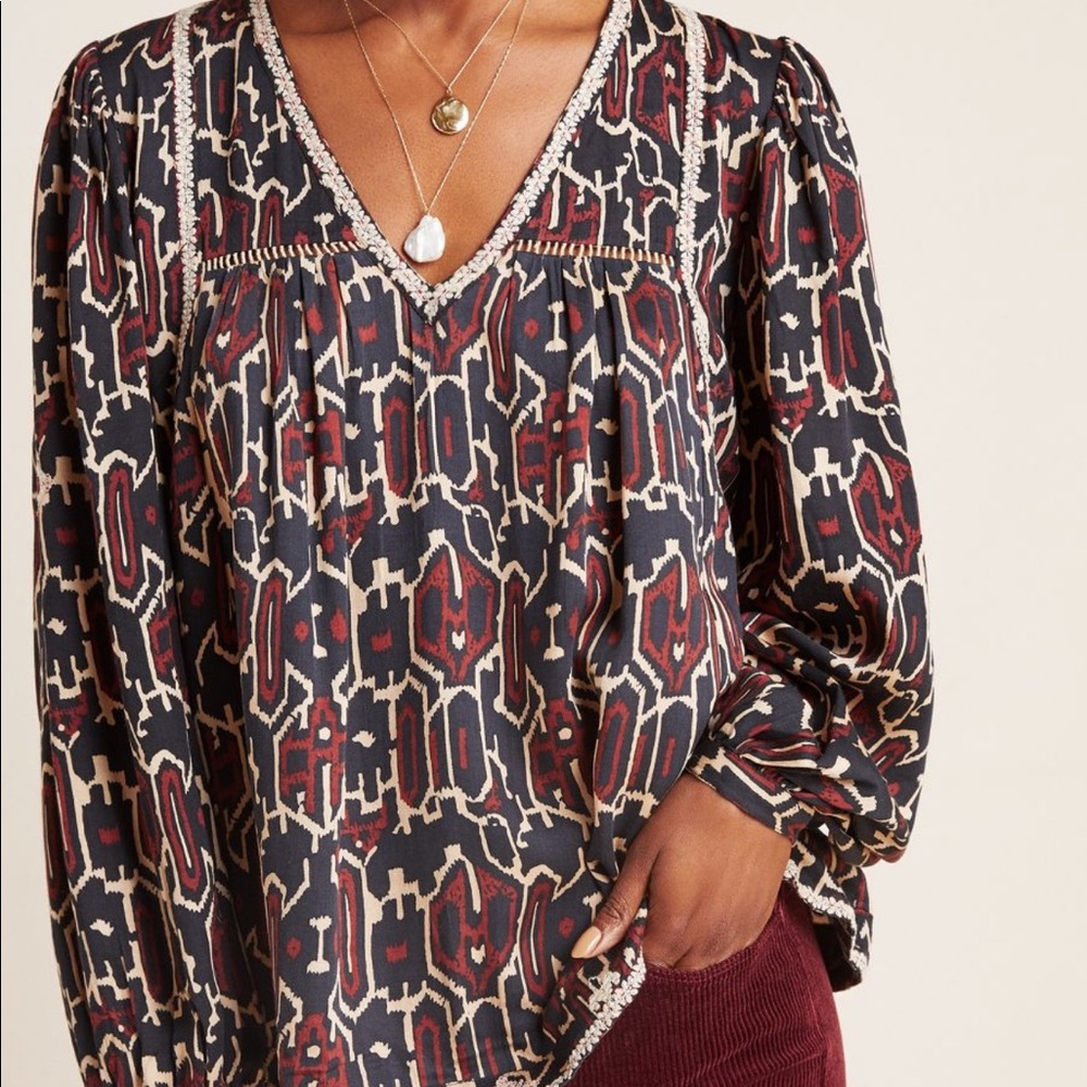 NWOT Anthropologie Embroidered Blouse